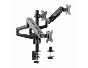 Arm for 3 monitors 13--27- - Gembird MA-DA3-01, Steel (1.35 mm), Gas spring 2-7kg, VESA 75/100, arm rotates, extends and retracts, tilts to change reading angles, and allows to rotate display from landscape-to-portrait mode, full-motion